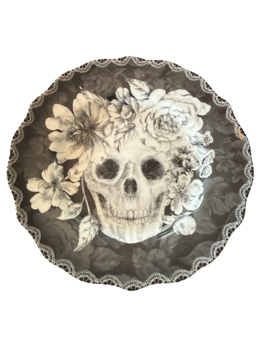 222 Fifth Marbella Skull Plates Set Of 4 Gothic Halloween Decor 8” - Picture 4 of 12